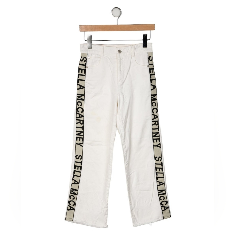 Stella McCartney White Jeans with Black Logo Stripes